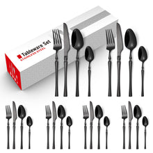 Load image into Gallery viewer, Stainless Steel Knife and Forks Four-Piece Spray Paint Small Waist Tableware 24 Pieces Golden Set Creative Western Food Steak Knife, Fork and Spoon
