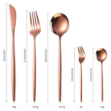 Load image into Gallery viewer, Stainless Steel Knife and Forks 30-Piece Set Portuguese Tableware Golden Set Creative Western Food Steak Knife, Fork and Spoon
