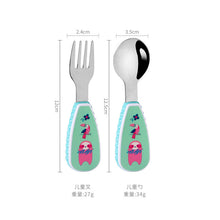 Load image into Gallery viewer, Stainless Steel Children's Small Spoon Cartoon Pattern Baby Feeding Spoon Fork Portable
