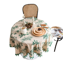 Load image into Gallery viewer, Cotton Linen Tablecloth Green Pine Branch Printed Tablecloth Korean Napkin Printed Coffee Table Cloth
