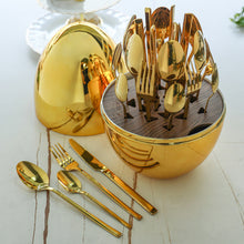 Load image into Gallery viewer, Knife, Fork and Spoon Suit Big Silver Egg Golden Eggs Gift Art Gift Decoration Stainless Steel Tableware
