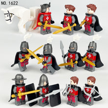 Load image into Gallery viewer, Mini Medieval Soldier Cartoon Figures-Doll Knight Corps Doll Model White Horse Black Shield Accessories
