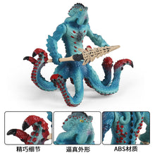 Load image into Gallery viewer, 2pcs/Set Animal Model Octopus Monster Water Crab Monster Simulation Solid Western Warcraft with Weapons Battle Octopus Monster Ocean Myth Model Knight
