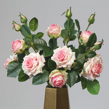 Load image into Gallery viewer, 3 Heads Laminated Curling Artificial Rose Home Decoration Desktop Simulation Flower

