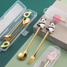 Load image into Gallery viewer, Q Christmas Dessert Spork Set Cute Doll Dessert Spoon Cartoon Tableware Fruit Fork Portable Coffee Spoon
