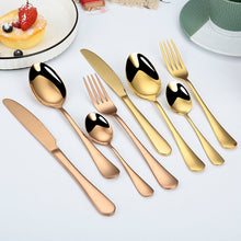 Load image into Gallery viewer, 24-Piece Set Stainless Steel Knife, Fork and Spoon Tableware Set Gold-Plated Gift Box Western Dinner Set
