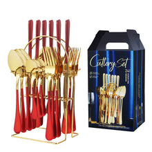 Load image into Gallery viewer, Product Stainless Steel Tableware 24-Piece Set 1010 Four Main Pieces Knife, Fork and Spoon
