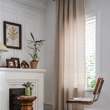 Load image into Gallery viewer, Simple Cotton and Linen Curtain Striped Tassel Living Room Curtain Rod
