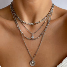 Load image into Gallery viewer, New Necklace Punk Coin Pendant Metal Exaggerated Thick Chain Multi-Layer Necklace
