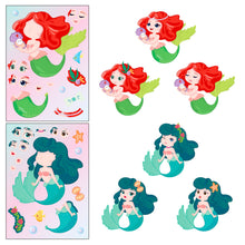 Load image into Gallery viewer, 6 Sheets/Pack Mermaid Face Changing Stickers Mermaid Princess Cartoon Parent-Child Interactive Puzzle Hand Account DIY Puzzle Stickers
