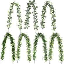 Load image into Gallery viewer, 5pcs Emulational Eucalyptus Rattan Eucalyptus Leaves Ivy Scindapsus Aureus Leaves Vine Fake Flower Plants
