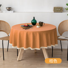 Load image into Gallery viewer, Round Linen Tablecloth TPU Waterproof and Oil-Proof Fabric Hotel Household round Table Dining Table Cloth Tablecloth
