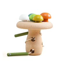 Load image into Gallery viewer, Colorful Mushroom Matching String Toys Children's Early Childhood Education Fun Threading Wooden Toys
