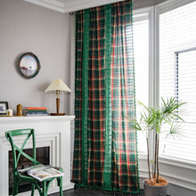 Load image into Gallery viewer, Plaid Stitching Curtain Christmas Red American Curtain
