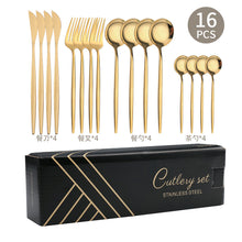 Load image into Gallery viewer, Steak Knife and Fork round Spoon Stainless Steel Spoon Portuguese Tableware Golden Set Spork

