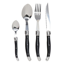Load image into Gallery viewer, Stainless Steel Knife, Fork and Spoon Black Plastic Handle Steak Knife and Fork Dessert Spoon Tea Spoon Western Tableware
