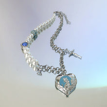 Load image into Gallery viewer, Love Pearl Stitching Gem Cross Clavicle Chain Female Fashion Ornament Necklace
