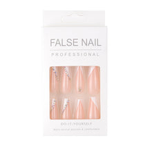 Load image into Gallery viewer, Long Ballet Spot Drill French Nail White V-Shaped French Nail Patch New European and American Color Printing Manicure
