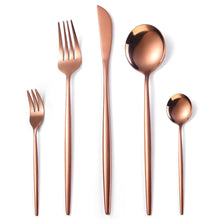 Load image into Gallery viewer, Portugal Gold Stainless Steel Tableware Five-Piece Set Tableware Set Knife, Fork and Spoon
