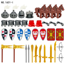 Load image into Gallery viewer, Medieval Knight Equipment Upgrade Package 1601 Accessories Model Children Assembling Building Blocks Toy Soldier
