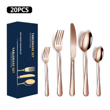 Load image into Gallery viewer, Stainless Steel Tableware Set 5-Piece Western Food Knife, Fork and Spoon 20-Piece Set Gift Set
