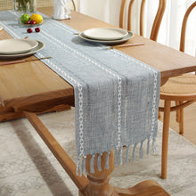 Load image into Gallery viewer, Hand-Woven Table Runner Hollow Tassel Table Flag American Style Country Style Meal Solid Color Tablecloth Table Towel
