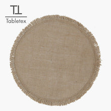 Load image into Gallery viewer, Round simple style natural color, evening placemat table mat coaster Japanese style, environmentally friendly fringed jute placemat
