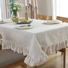 Load image into Gallery viewer, Round Vintage Lotus Edge Tablecloth Washed Pleated Cotton Color Matching Tablecloth Hotel Parents Square Decorative Cloth Cover Towel
