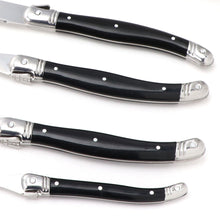 Load image into Gallery viewer, Stainless Steel Knife, Fork and Spoon Black Plastic Handle Steak Knife and Fork Dessert Spoon Tea Spoon Western Tableware
