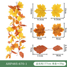 Load image into Gallery viewer, 5pcs/Set Artificial Maple Leaf Vine Artificial Plant Rattan Christmas Wall Hanging Plastic Wickers Plants
