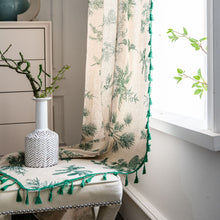 Load image into Gallery viewer, Cotton and Linen Curtain Printed Green Pine Fruit Bed &amp; Breakfast Curtain Half Shade Kitchen Door Curtain
