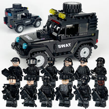 Load image into Gallery viewer, L-39 Black Police Car Small Particles Mud Yellow Jeep off-Road Vehicle Children's Building Blocks Action Figure
