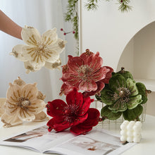 Load image into Gallery viewer, 2pcs Christmas decoration flower simulation magnolia Christmas tree decoration accessories
