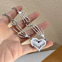 Load image into Gallery viewer, Personalized Punk Dark Red Love Pendant Necklace Exaggerating Collarbone Necklace Ghost Claw Women's Dark Style Necklace
