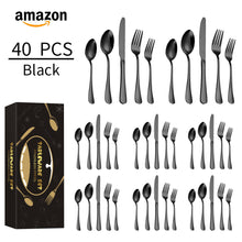 Load image into Gallery viewer, Tableware Knife, Fork and Spoon 40-Piece Set 8-Person Group Western Food/Steak Knife, Fork and Spoon Tableware
