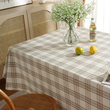 Load image into Gallery viewer, Khaki Plaid Tablecloth Yarn-Dyed Imitation Cotton Linen Tablecloth American-Style Village Style Large Size Household Table Cloth
