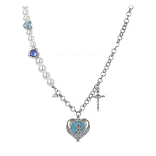 Load image into Gallery viewer, Love Pearl Stitching Gem Cross Clavicle Chain Female Fashion Ornament Necklace
