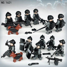 Load image into Gallery viewer, 12pcs/Set Tigercat SWAT Doll Toy Small Particle Doll Model Children Assembling Building Blocks Toy Weapon Pieces Shield Accessories
