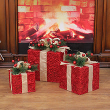 Load image into Gallery viewer, 3pcs/Set Christmas LED Luminous Gift Box DIY Gift Decoration Ornament
