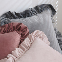 Load image into Gallery viewer, Ruffled Solid Color Pillow Cover Velvet Sofa Home Soft Backrest Cushion Cover
