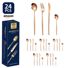Load image into Gallery viewer, Product Stainless Steel Tableware 20-Piece Set Gold Plated Portugal Knife, Fork and Spoon
