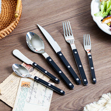 Load image into Gallery viewer, Simple French Black Tableware Suit Steak Knife and Fork Dessert Spoon Fork Combination Household Tableware
