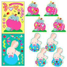 Load image into Gallery viewer, 6 Sheets/Pack Easter Rabbit Puzzle Stickers Dried Shrimp Children's Educational Puzzle Colorful Egg Face Changing Stickers
