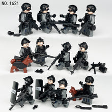 Load image into Gallery viewer, 12pcs/Set Tigercat SWAT Doll Toy Small Particle Doll Model Children Assembling Building Blocks Toy Weapon Pieces Shield Accessories
