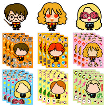 Load image into Gallery viewer, 6-36 Sheets/Pack Cartoon Puzzle Face Changing Stickers New Anime Personality Graffiti DIY Educational Puzzle Stickers

