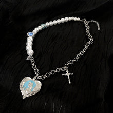 Load image into Gallery viewer, Love Pearl Stitching Gem Cross Clavicle Chain Female Fashion Ornament Necklace
