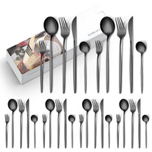 Load image into Gallery viewer, Stainless Steel Knife and Forks 30-Piece Set Portuguese Tableware Meal Golden Steak Knife, Fork and Spoon Gift Box Set
