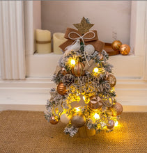 Load image into Gallery viewer, 45cm White Snow Spray Christmas Tree Desktop with Lights Christmas Decorations
