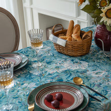 Load image into Gallery viewer, American Retro Tablecloth Jacquard Table Cloth Oil Painting Thick Tablecloth Blue Flower Cover Towel
