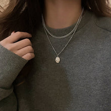 Load image into Gallery viewer, Titanium Steel Double-Layer Necklace Women's All-Matching Graceful Sweater Chain Design Sense Advanced Clavicle Chain
